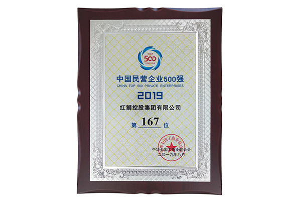 2019中國民營企業500強第167位